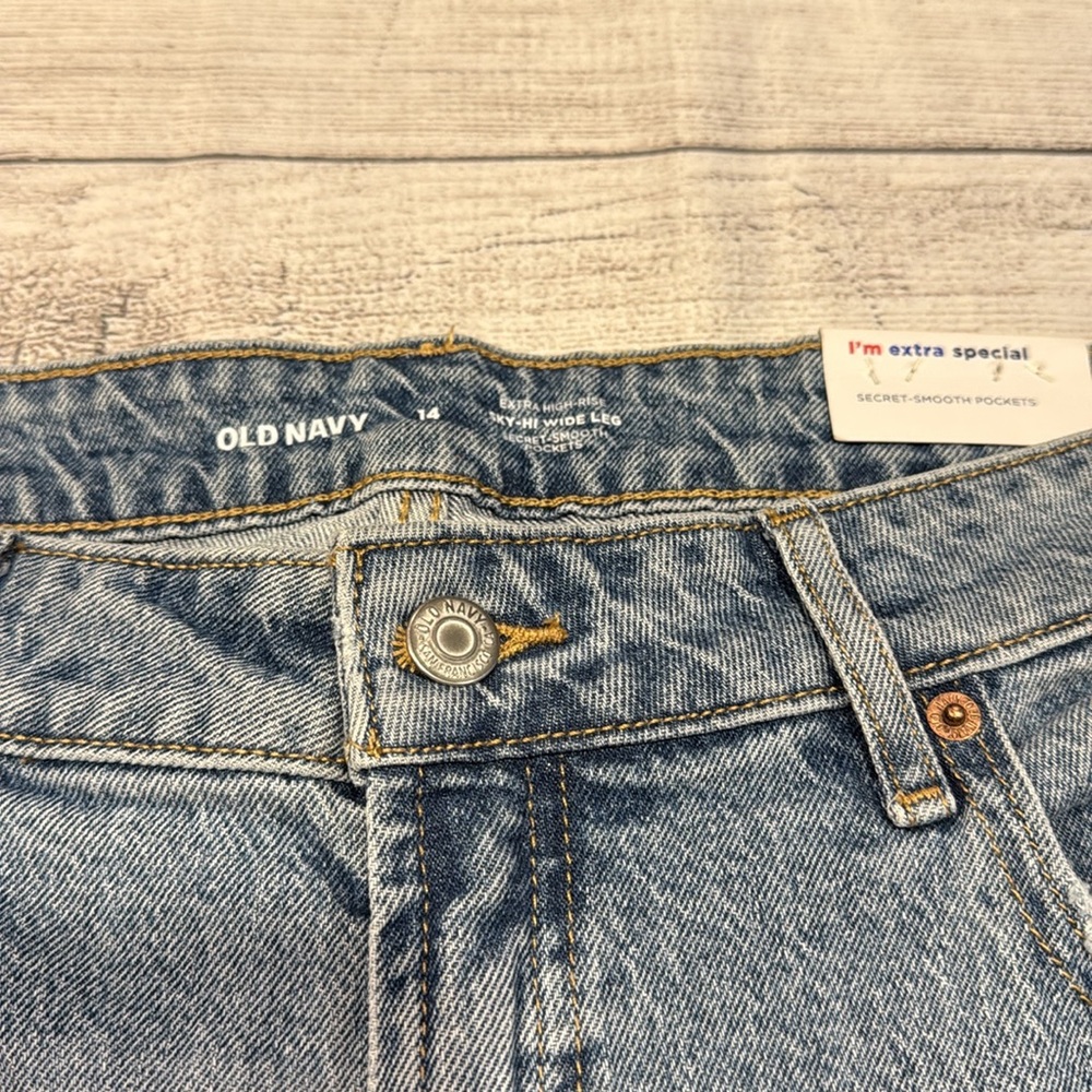 Women’s Old Navy Sky-Hi Wide Leg extra high rise jeans size 14 - Picture 7 of 15